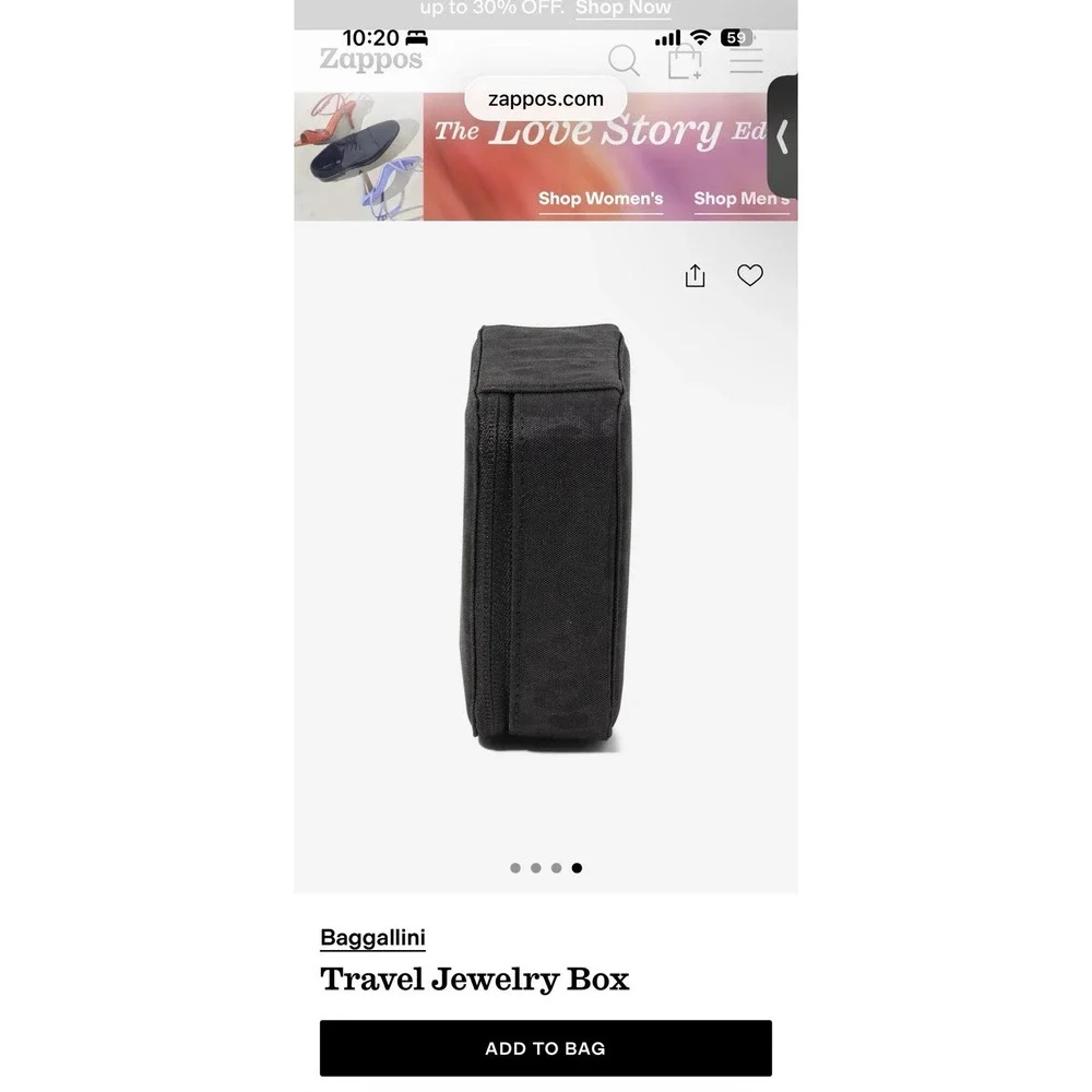 NWT $40 Baggallini Travel Jewelry Box Black Cheetah Embossed Zip Organizer Case